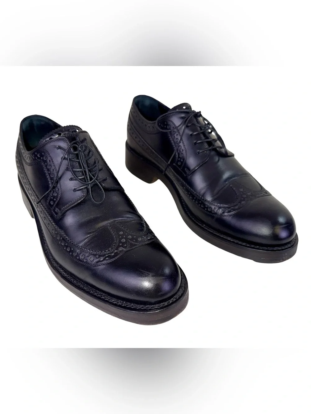 LOUIS VUITTON BLACK LEATHER BROGUES DERBY SHOES